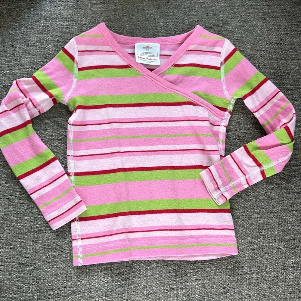 Hanna Andersson 100% Organic Cotton Pink Striped Pajama Set Size 3